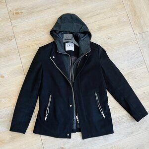 Zara Spring/Fall/Winter coat/blazer, removable hood in Black, Size Small